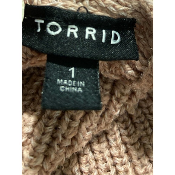 Torrid Pullover Lattice Cross Back Tunic Pointelle Sweater Blush Haute Pink 1X - Picture 6 of 7